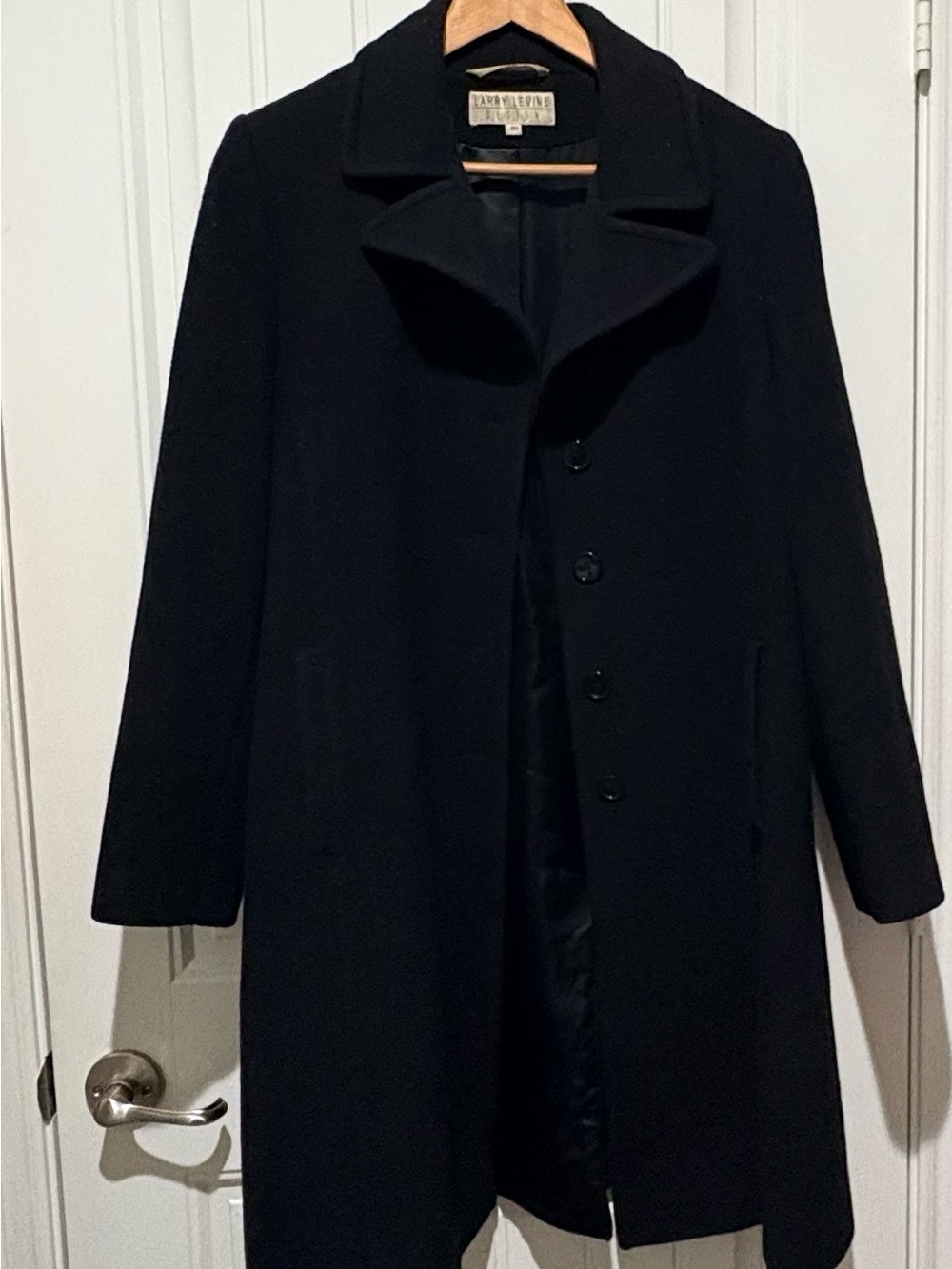 Vintage Larry Levine Design 100% Camel Hair Black Coat Overcoat Size 10